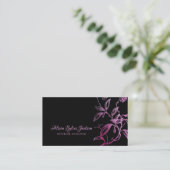 Roze zwart luxe elegant script visitekaartje (Staand voorkant)