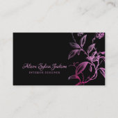 Roze zwart luxe elegant  script visitekaartje (Voorkant)