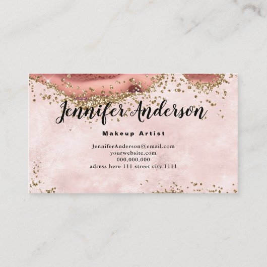 Roze zwart marmer Gold Glitter Agate Elegant Chic Visitekaartje (Achterkant)