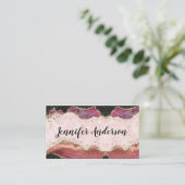 Roze zwart marmer Gold Glitter Agate Elegant Chic Visitekaartje (Staand voorkant)