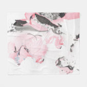 Roze Zwart Marmer: Hand getrokken Fleece Deken (Voorkant (Horizontaal))