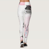Roze Zwart Marmer: Hand getrokken Leggings (Achterkant)
