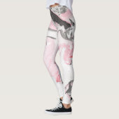 Roze Zwart Marmer: Hand getrokken Leggings (Links)