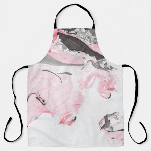Roze Zwart Marmer: Hand getrokken Schort (Voorkant)