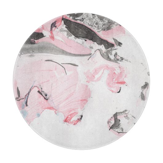 Roze Zwart Marmer: Hand getrokken Snijplank (Voorkant)