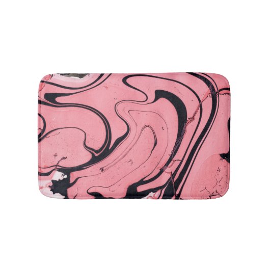Roze Zwart Marmeren Hand Getrokken Badmat (Voorkant)