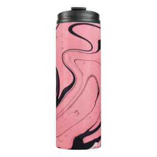 Roze Zwart Marmeren Hand Getrokken Thermosbeker