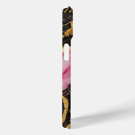 Roze zwart marmeren patroon met goud Case-Mate iPhone case (Achterkant / Rechts)