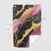 Roze zwart marmeren patroon met goud golfhanddoek (Insitu)