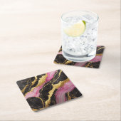 Roze zwart marmeren patroon met goud kartonnen onderzetters (Insitu)