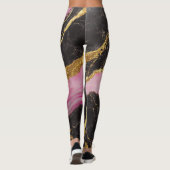 Roze zwart marmeren patroon met goud leggings (Achterkant)