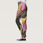 Roze zwart marmeren patroon met goud leggings (Links)