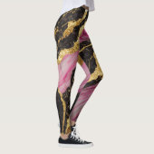 Roze zwart marmeren patroon met goud leggings (Rechts)
