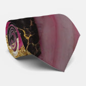 Roze zwart marmeren patroon met goud stropdas (Opgerold)