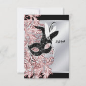 Roze Zwart Masker Roze Zwart Masquerade Party RSVP (Voorkant)
