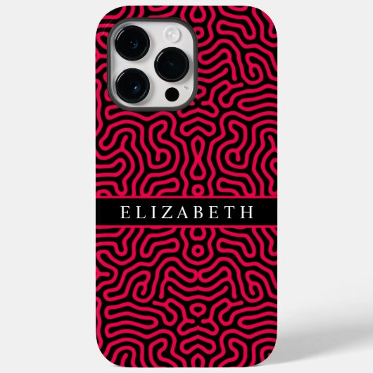  Roze Zwart Maze Geometrisch Case-Mate iPhone Case (Achterkant)