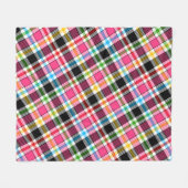 Roze Zwart Meerkleurig Flanel Geruit Tartan Fleece Deken (Voorkant (Horizontaal))