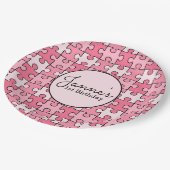 Roze Zwart Meisje Puzzel Stukken Papieren Bordje (Gekanteld)