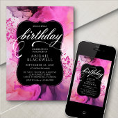 Roze zwart meisje verjaardag kaart