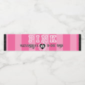 ROZE & Zwart Meisje Verjaardagsfeestje Custom Age Waterfles Etiket (Enkel label)