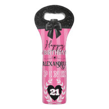 ROZE & Zwart Meisje Verjaardagsfeestje Custom Age