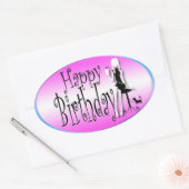 Roze zwart meisjes mode chic ovale sticker (Envelop)