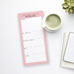 Roze Zwart Minimalist Eenvoudige Kruidenier Winkel Magnetisch Notitieblok<br><div class="desc">Schrijf uw boodschappenlijst op deze magnetische notitieblok voor een eenvoudige manier om uw route door de winkel te plannen tijdens het winkelen. De magnetische achterkant plakt op uw koelkast, metalen pantry deur of whiteboard commandocentrum. De eenvoudige, moderne lay-out in schoon blush roze, zwart en wit met sans serif lettertypen zal...</div>