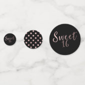 Roze & Zwart Modern Chique Trendy Sweet 16 Party Confetti (Voorkanten)
