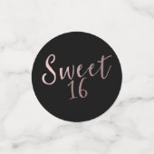 Roze & Zwart Modern Chique Trendy Sweet 16 Party Confetti (Kleine voorkant)