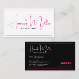 Roze & Zwart   Modern Eenvoudig Elegant Visitekaartje