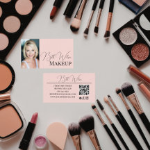 Roze Zwart Modern Foto Make-up Visitekaartje