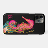 Roze Zwart Modern Marine Zeepaardje Chic Case-Mate iPhone Case (Achterkant (horizontaal))