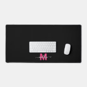 Roze Zwart Modern Minimalistisch Naam Monogram Bureaumat (Keyboard & Muis)