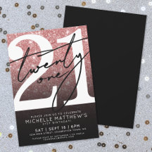Roze Zwart Moderne Glitters 21e Verjaardag