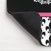 Roze zwart monogram Fleur de Lis Muismat (Hoek)