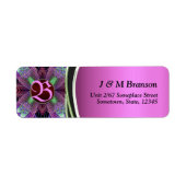 Roze zwart monogram fractal Art Address Label (Voorkant)