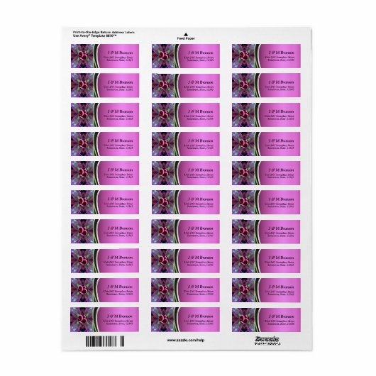 Roze zwart monogram fractal Art Address Label (Full Sheet)
