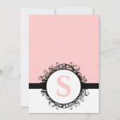  Roze & Zwart Monogram Huwelijk of elke kleur Kaart (Achterkant)