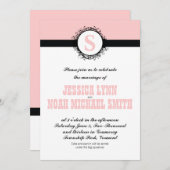  Roze & Zwart Monogram Huwelijk of elke kleur Kaart (Voorkant / Achterkant)