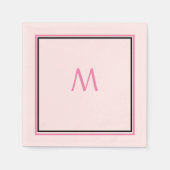 Roze Zwart Monogram Initiaal Aangepaste naam Cool Servet (Voorkant)