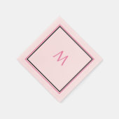 Roze Zwart Monogram Initiaal Aangepaste naam Cool Servet (Hoek)