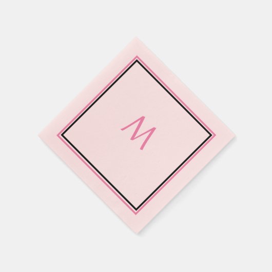 Roze Zwart Monogram Initiaal Aangepaste naam Cool  Servet (Hoek)