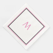 Roze Zwart Monogram Initiaal Aangepaste Naam Leuk Servet (Hoek)