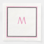 Roze Zwart Monogram Initiaal Aangepaste Naam Leuk Servet (Voorkant)
