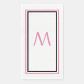 Roze Zwart Monogram Initiaal Aangepaste Naam Leuk  Servet (Voorkant)