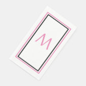 Roze Zwart Monogram Initiaal Aangepaste Naam Leuk  Servet (Hoek)