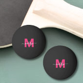 Roze zwart monogram Initiaal naam Pingpongbal
