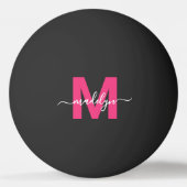 Roze zwart monogram Initiaal naam Pingpongbal (Achterkant)
