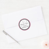 Roze Zwart Monogram L Bruiloft Dank u Ronde Sticker (Envelop)