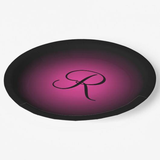  roze zwart monogram papier bord (Gekanteld)